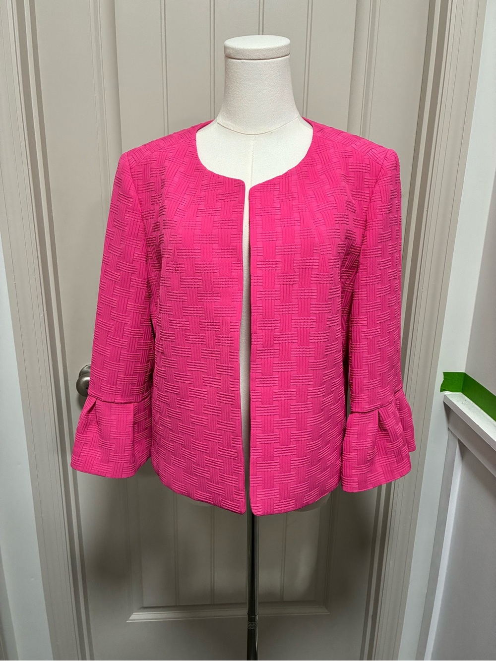 Nine West Hot Pink Textured Open-Front Blazer